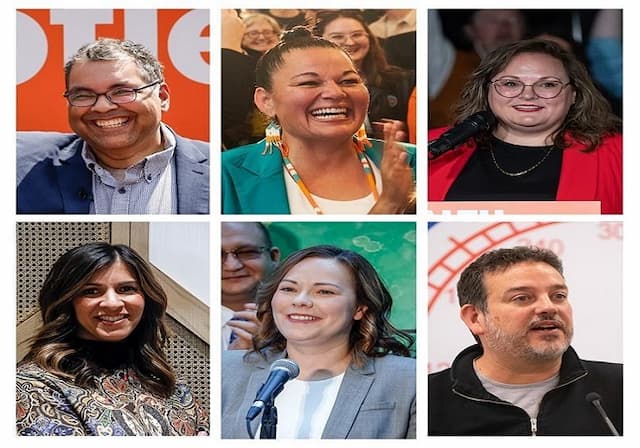 A list of candidates vying to lead the Alberta NDP - https://cdn.connectfm.ca/candidate-annouce.jpg